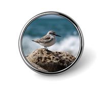 Bird Perching on The Rock Round Badge Cute Brooch Hats Jackets Decor Personalized Lapel Pin Clothing Jewelry Accessories for Wedding Party Gift