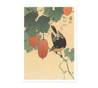 Bird & Persimmon Ohara Koson Poster, Japanese Woodblock Ukiyo-E Print, Vintage Bird Art Picture Animal Painting Wall Art Exhibition, Japan Birds Home Decor, A3 (Print Only) - 42x29.7cm