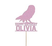 Bird Pet Lovers Cake Topper Girls Birthday Cake Decoration Any Name & Age | Personalised Cake Topper with Custom Name & Age | Birthday Party Decoration | Baby Pink