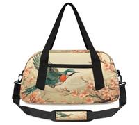 Bird Pink Flower Kids Overnight Duffle Bags for Girls Boys, Bird Lightweight Sports Gym Bag for Kids，Small Overnight Weekender Carry on Travel Bags Dance Bag, Bird Pink Flower, 18.5L x 7.8W x 9.4H