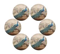 Bird Placemats Retro Elegent Peacock Round Placemats Set of 6 for Kitchen Table Washable Table Mats Place Mats