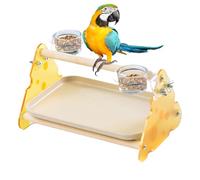 Bird Play Stand - Feeder Cup Swing Climb Ladder | Parrot Activity Center Training Stand, Feeder Cup, Trade and Training Gymnastics Toys for Small to Medium Birds, Chewing Chicken Brower