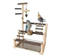 Bird Play Stand Natural Perch Feeding Cups