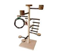 Bird Play Stand, Parrots Playground, Sturdy Wood Play Stands, Training Perch for Cockatiel, Lovebird, Parakeets, Multi-Level Bird Activity Center, Natural Wooden Construction, 53x32x32cm
