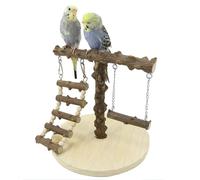 Bird Play Stand | Playground for Wooden Parakeets | Bird Stand with Ladder and Swing Natural Play Area for Parakeets