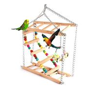Bird Play Stand- Small and medium-sized parrot toy swing cloud ladder climbing ladder double-layer staircase golden sun gray parrot bird toy Parrot Stand(25x7x40cm)