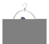 Bird Play Stand - Stainless Steel Hangable Toy Rack - Circular Bird Perch Stands with Hook and Feeding Cups - for Pets Owner Cage Home Indoor Outdoor Window Garden Balcony