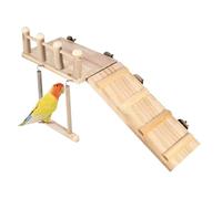 Bird Playground | Natural Parakeet Perch | Wooden Exercise and Training Structure for Ara, Cockatiel and Parakeet with Swing and Cage Ladder