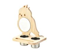 Bird Playground - Natural Wood Reflection Stand, Mental Stimulation Exercise Swing, Interactive Pet Accessory Case Housing, Pet Perch | for Home Cage Indoor Outdoor African Grey Macaw Mynah Finch
