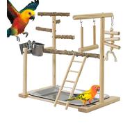 Bird Playground, Parrots Bird Wooden Playstand, Play Gym Parakeet Playpen Swing With Feeder Cup And Tray, Bird Toys Swing Exercise Toy,Bird Play Gym Playpen For Parakeet Cockatiel