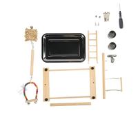 Bird Playground Safe Bite Proof | Wood Parrot Playstand with 2 Feeding Cups | Reduce Boredom for Parrots/Cockatiels/Conures | Stainless Steel Tray, Easy Wipe | 23 x 36 x 41cm