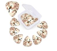 Bird Plum Leaves Guitar Picks 12 Pack with Organizer Storage Box Guitar Accessories Ukulele for Acoustic Guitar Bass Guitar Gift