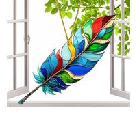 Bird Plume Ornaments Sun Catcher, 2D Hummingbird Sun Catchers, Butterfly Kingfisher Suncatchers, Stained Glass Window Hanging Decorations For Home, Room Decor Aesthetic Bedroom For Bird Lovers