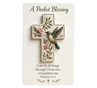 Bird Pocket Cross - Christian Handmade Keepsake,Pocket Cross Blessing with Verse Card - for Prayer Devotion Meditation Baptism Bible Study Outdoor Travel