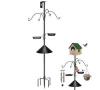 Bird Pole - Heavy Duty Extendable Stand - 2.3 Meter Hanger with Anti-Squirrel Protector | Outdoor Attracts Wildlife Pets Garden Patio Water Dispenser