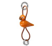 Bird red/orange key ring silver coloured metal with natural leather Kay Bojesen