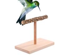 Bird Resting Stand - Portable Parrot Perch, Lightweight Bird Activity Toy | Natural Wooden T-Shaped Bird Stand, Tabletop Perch for Cockatiels, Lovebirds, Macaws, Parakeets, 3.94x3.94x4.53 In