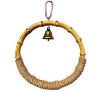 Bird Ring Toy, Bamboos Parrot Toy, Chewing Cage Accessory, Bell For Auditory Stimulation, Natural Material Design, 1 Pc, For Parakeets, Cockatiels, Conures, Lovebirds, 6.7 * 6.7 * 0.8in