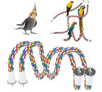 Bird Rope Perch 2 Pack Bendable Cotton Climbing Toy for Parrots Parakeets Cockatiels Budgies, Colorful Bird Cage Accessories Chewing Perch Stand for Playing Exercise, 80cm