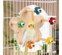 Bird Rotating Perch Toy,Durable Unique Wooden Ferris Wheel Parrot Toys with 5 Perches,Bird Cage Accessories for Parakeet, Cockatiel, Budgerigar, Lovebirds (A 1PCS)