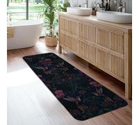 Bird Runner Rug, Floral Elegant Flower Leaf Dark Blue Non-Slip Home Indoor Pattern Carpets Non Shedding for Kitchen Entryway Bedside Doorway Hallway Decor 2x6 Ft