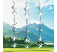 Bird Scare Discs Highly Reflective Double-Sided Bird Reflectors Sparkly Wind Spinner Outdoor Metal Garden Decor to Scare Bird Away from Yard Patio Farm Lawn (Fishbone)