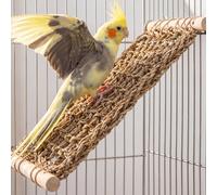 Bird Seagrass Mat, 33 × 20 cm Budgie Hammock, Braided Rope Net, Trapezoidal Climbing Frame, for Cockatiels, Hamsters, Guinea Pigs, Rats (Protocol Colour)