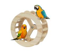 Bird Seat Toy - 24.5 x 24.5 x 12.5 cm Wooden Intelligence Wheel Stand, Exercise Wheel Cockatiel Toy | Parakeet, Parakeet, Canary, African Grey, Macaw, Cage Enrichment, Physical and