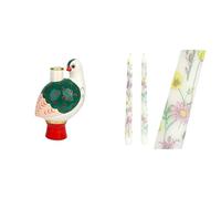 Bird Shaped Ceramic Candle Holder & Meadow Spring Tapered Candles Bundle