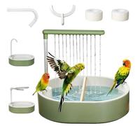 Bird Shower Bath, Parrot Budgie Bathtub, Automatic Adjustable Water Cycle with Pump, Multi-style Shower Heads, Large Waterproof Tarp, 11" High, USB Electric for Every Situation for Small Medium Bird