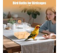 Bird Shower - Feeder Bowl Shower | Food Holder Box,for Cage Accessories Small Medium Birds Parrots Lovebirds Finches Parakeets Mannikin