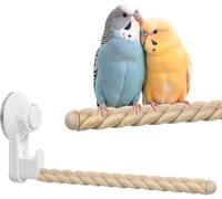 Bird Shower Perch with Suction Cup Natural Wood Parrot Window Perches Stand Portable Grinding Stick Training Toys Wall Bath Car Travel Stand for Small and Medium Birds (1 Pcs)