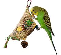Bird Shredding Toy, Natural Bamboo Web with Colorful Paper Strips - Parrot Chew Toy for Anxiety Relief & Boredom Alleviation, Fits Parakeets, Cockatiels, Lovebirds & Medium-Sized Parrots