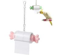 Bird Shredding Toys for Parrots, Parrot Rolling Paper Play Toy with Hanging Chain, Interactive Chewing Accessory for Parakeet Cockatiel & Medium Parrot Cage, Easy to Install (Pink)