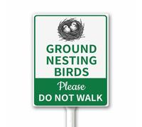 Bird Signs Ground Nesting Birds Please Do Not Walk Yard Sign with Stake, Bird Sanctuary Outdoor Sign, Rustproof Strudy Aluminum Weathproof 18x22 CM