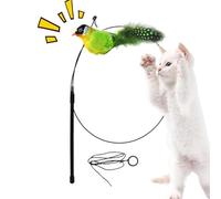 Bird Simulation Cat Toy,Natural Feathers Teasing Toys Catnip for Cats - Interactive Cat Toys with Elastic Rope Built-in Motion Sensor for Pet Cats Kittens Small Animals