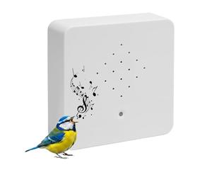 Bird Singing Speaker with Motion Sensor - Decorative Box with Nature Sounds, 12 cm, White, 2 Metre Sensor for Bathroom, Spa, Guest, Toilet and Relaxation