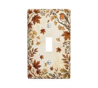 Bird Single Light Switch Cover Plate, Rustic Natural Leaves Berries Fall Beige Standard Size Wall Switch Plates Accents for New Apartment Home Bedroom Office Decor