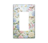 Bird Single Rocker Light Switch Cover, Spring Floral Butterfly Flower Spring Blue Plastic Standard Size Switch Plate Decorative for New Apartment Home Bedroom Office Decor