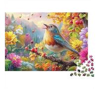 Bird Sings With Musical Notes 1000Pc Jigsaw Puzzle Colorful Birds Premium Quality, Great for Adults & Kids 70x50cm/1000pcs
