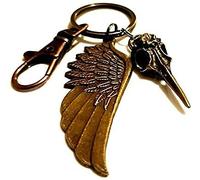 Bird Skull and Wing Keychain Bag Charm Goth Line Dancer Gothic Cowboy Bird Watcher Twitcher Gift Eagle Raven Osprey Keyring