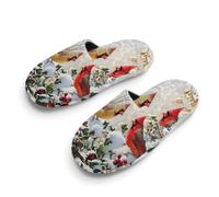 Bird Snowy Red Cardinal Unisex Slippers Warm House Shoes Indoor Slipper Boys And Girls