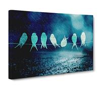 Bird Song Art Canvas Print | Gallery Wrapped 30mm Frame Wall Art | 20x14 inches | Ready to Hang | Modern Animals Picture | Living Room Bedroom Lounge Office