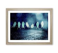 Bird Song Art Modern Framed Print | A2 Oak Framed Wall Art | Ready to Hang | Modern Nature Picture | Living Room Bedroom Lounge Office