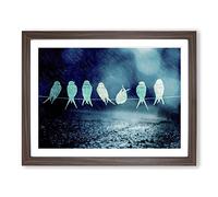 Bird Song Art Modern Framed Print | A4 Walnut Framed Wall Art | Ready to Hang | Modern Nature Picture | Living Room Bedroom Lounge Office