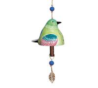 Bird Song Bell Bird Singing Bell, 7.8 Inch Hanging Memorial Wind Chime with Soothing Melodic Tones, Rustic Resin Wind Chime for Garden, Patio, Balcony