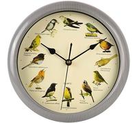 Bird Song Clock, Birdsong Wall Clock, Novelty Chiming Wall Clocks Garden Clock, Vintage Birds Cuckoo Clocks with 12 Different Bird Sounds, for Home Garden Outdoor Indoor(White,12.6IN)