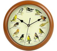 Bird Song Clock, Birdsong Wall Clock, Novelty Chiming Wall Clocks Garden Clock, Vintage Birds Cuckoo Clocks with 12 Different Bird Sounds, for Home Garden Outdoor Indoor(Brown,9.8IN)