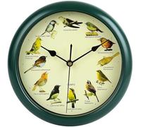Bird Song Clock, Birdsong Wall Clock, Novelty Chiming Wall Clocks Garden Clock, Vintage Birds Cuckoo Clocks with 12 Different Bird Sounds, for Home Garden Outdoor Indoor(Green,9.8IN)