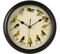 Bird Song Clock, Birdsong Wall Clock, Novelty Chiming Wall Clocks Garden Clock, Vintage Birds Cuckoo Clocks with 12 Different Bird Sounds, for Home Garden Outdoor Indoor(Black,12.6IN)